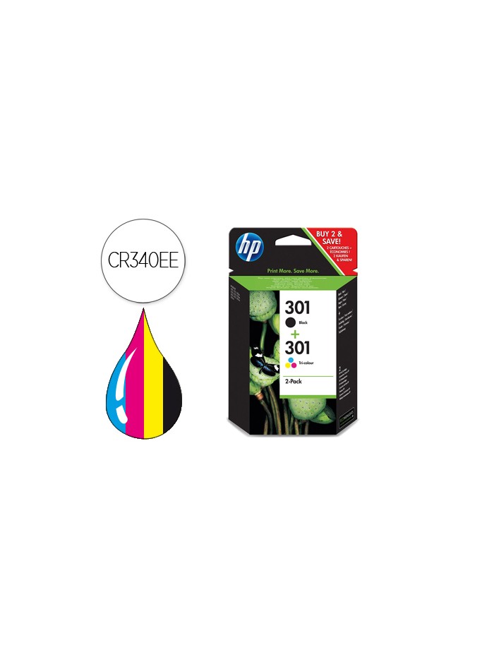 Ink jet hp 301 pack con tinta negra y tinta tricolor 1000/1001 3000/ 3050/3050se/3050ve 1050a/2050a/2054a/3050a Ink jet hp 301 pack con tinta negra y tinta tricolor 1000/1001 3000/ 3050/3050se/3050ve 1050a/2050a/2054a/3050a