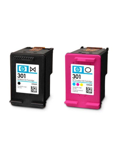 Ink jet hp 301 pack con tinta negra y tinta tricolor 1000/1001 3000/ 3050/3050se/3050ve 1050a/2050a/2054a/3050a