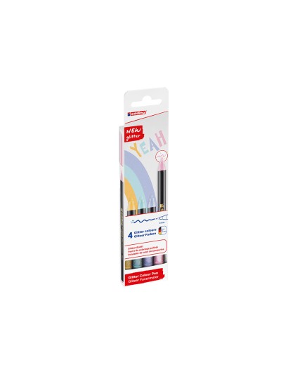 Rotulador edding punta fibra 1200 punta redonda 0,5 mm glitter pastel caja de 4 unidades colores surtidos