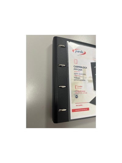 Carpeta con recambio pardo polipropileno foam personalizable 4 anillas 35 mm negro