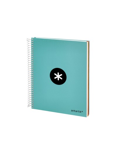 Cuaderno espiral a5 micro antartik tapa forrada120h 90 gr cuadro 5 mm 5 banda6 taladros color menta