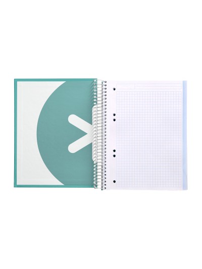 Cuaderno espiral a5 micro antartik tapa forrada120h 90 gr cuadro 5 mm 5 banda6 taladros color menta