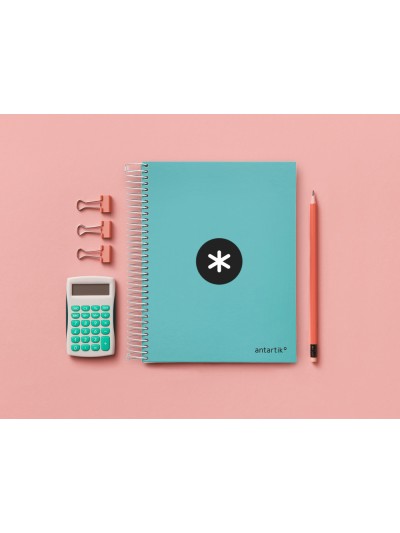 Cuaderno espiral a5 micro antartik tapa forrada120h 90 gr cuadro 5 mm 5 banda6 taladros color menta