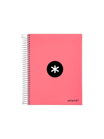 Cuaderno espiral a5 micro antartik tapa forrada120h 90 gr cuadro 5 mm 5 band 6 taladros color coral