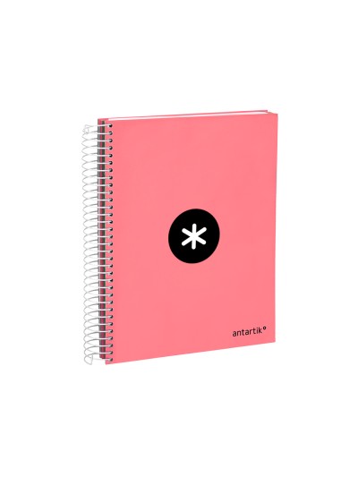 Cuaderno espiral a5 micro antartik tapa forrada120h 90 gr cuadro 5 mm 5 band 6 taladros color coral