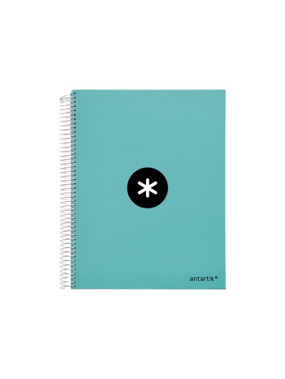 Cuaderno espiral a4 micro antartik tapa forrada 120h 90 gr cuadro 5mm 5 bandas 4 taladros color menta