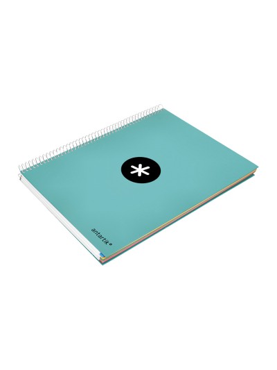Cuaderno espiral a4 micro antartik tapa forrada 120h 90 gr cuadro 5mm 5 bandas 4 taladros color menta
