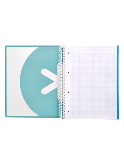 Cuaderno espiral a4 micro antartik tapa forrada 120h 90 gr cuadro 5mm 5 bandas 4 taladros color menta