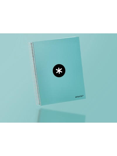 Cuaderno espiral a4 micro antartik tapa forrada 120h 90 gr cuadro 5mm 5 bandas 4 taladros color menta
