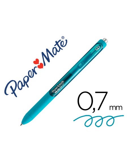 Boligrafo paper mate inkjoy retractil gel pen trazo 0,7 mm verde azulado