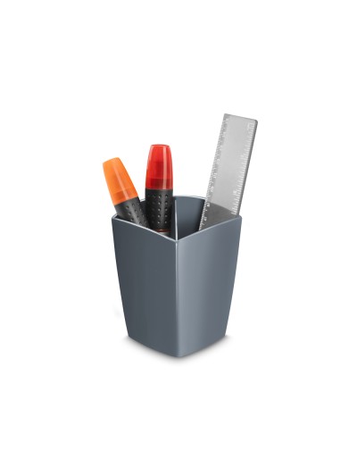 Cubilete portalapices cep mineral plastico color gris 75x75x95 mm