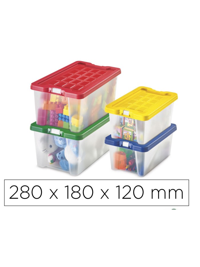 Caja multiusos faibo transparente con asas y tapa colores capacidad 4 l 280x180x120 mm Caja multiusos faibo transparente con asas y tapa colores capacidad 4 l 280x180x120 mm