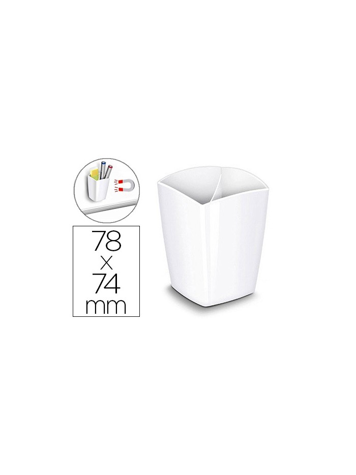 Cubilete portalapices cep blanco opaco plastico magnetico 78x74x95 mm Cubilete portalapices cep blanco opaco plastico magnetico 78x74x95 mm