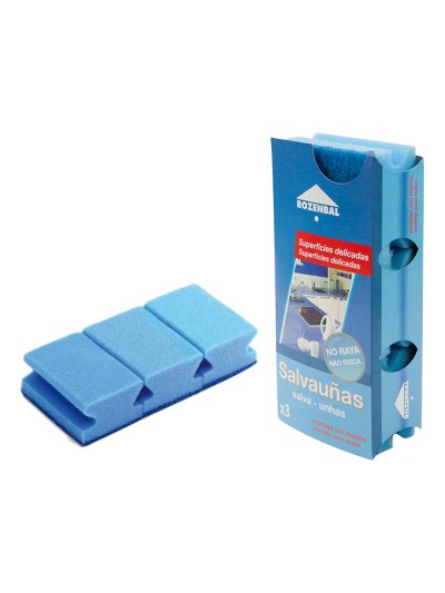 Estropajo salvauñas azul bicapa pack de 3 unidades