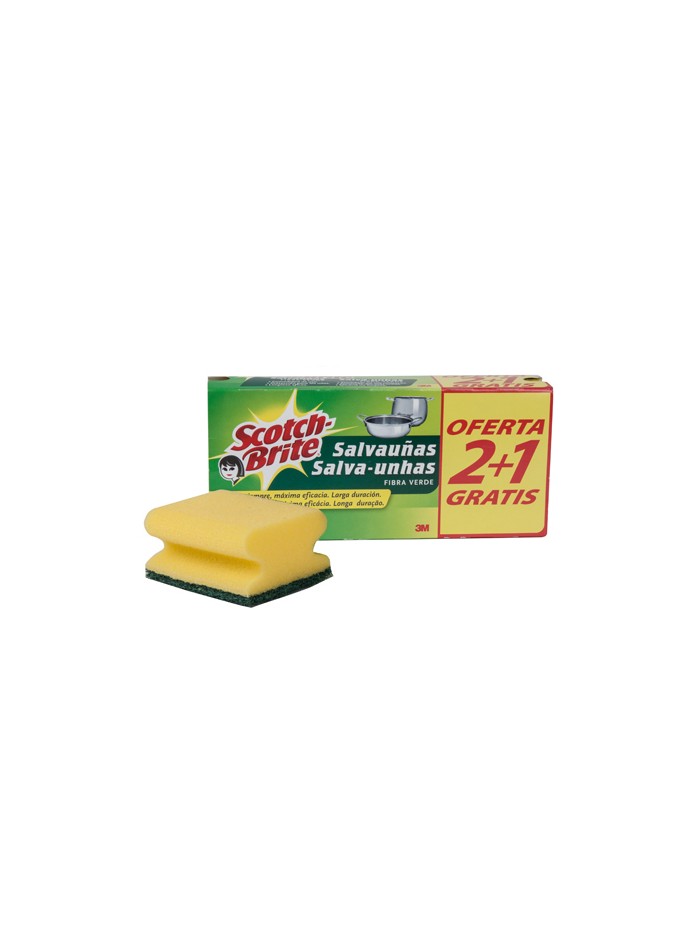Estropajo salvauñas scotch brite fibra verde paquete 3x2 Estropajo salvauñas scotch brite fibra verde paquete 3x2
