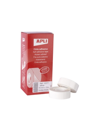 Cinta adhesiva apli 33 mt x 19 mm color blanco