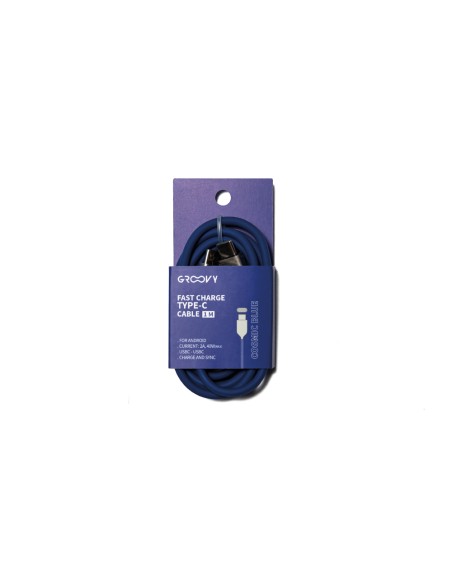 Cable groovy usb 2.0 tipo c a tipo c longitud 1 mt silicona color azul cobalto