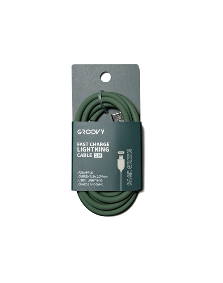 Cable groovy usb 2.0 tipo c a tipo c longitud 1 mt silicona color verde salvia