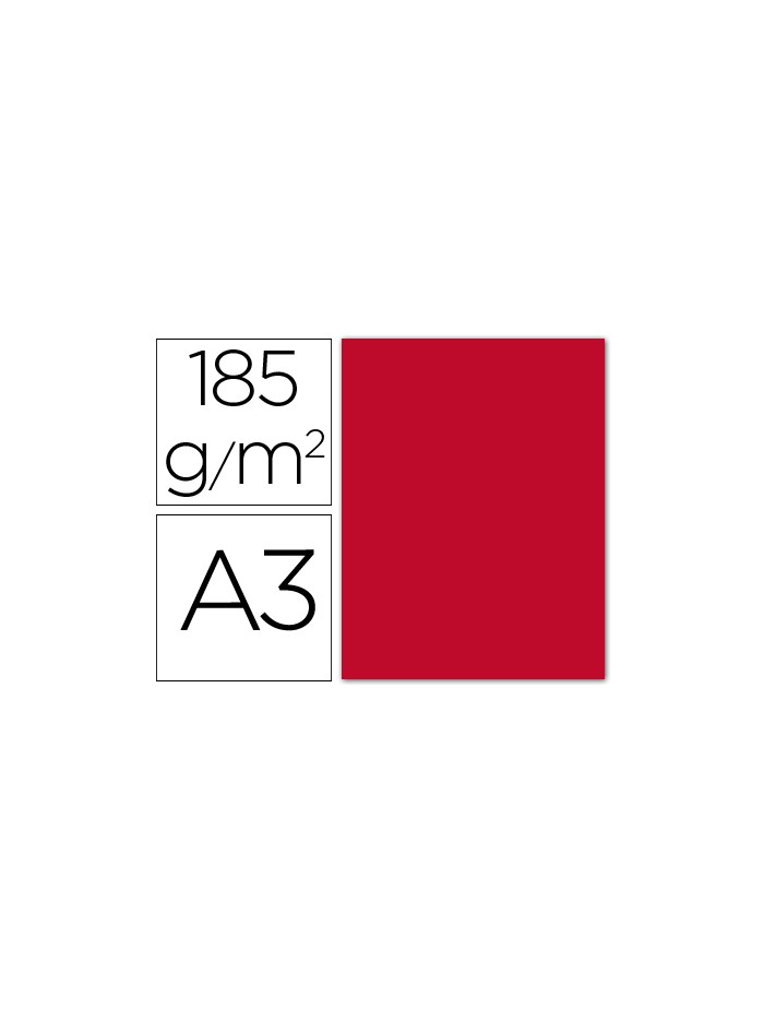 Cartulina guarro din a3 rojo 185 gr paquete 50 hojas