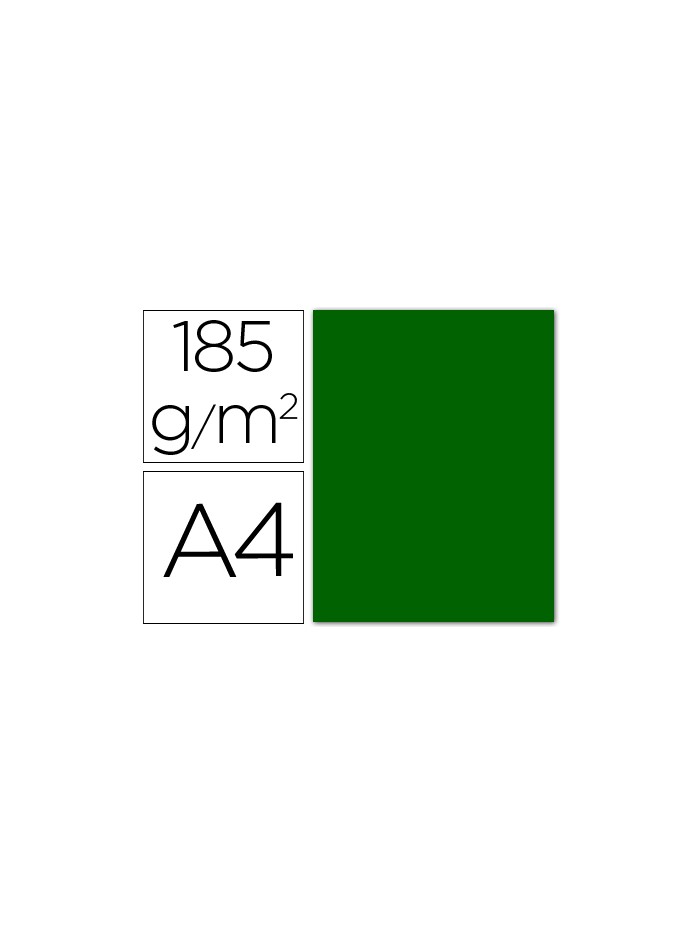 Cartulina guarro din a4 verde billar 185 gr paquete 50 hojas