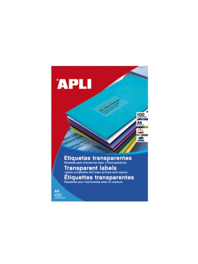 Etiqueta adhesiva apli translucidas 1225 210x297 mm fotocopiadora laser caja con 20 etiquetas