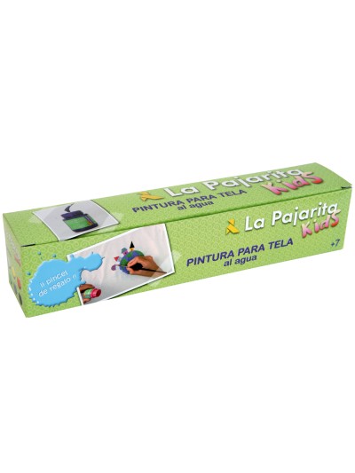 Pintura para tela la pajarita kids 25 ml caja de 6 unidades colores surtidos + pincel