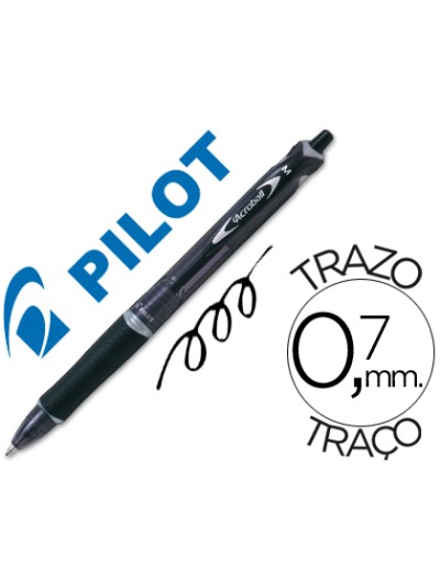 Boligrafo pilot acroball negro tinta aceite punta de bola de 1,0mm retractil