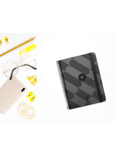 Agenda espiral antartik pattern a6+ 2025 semana vista color negro papel 80 gr