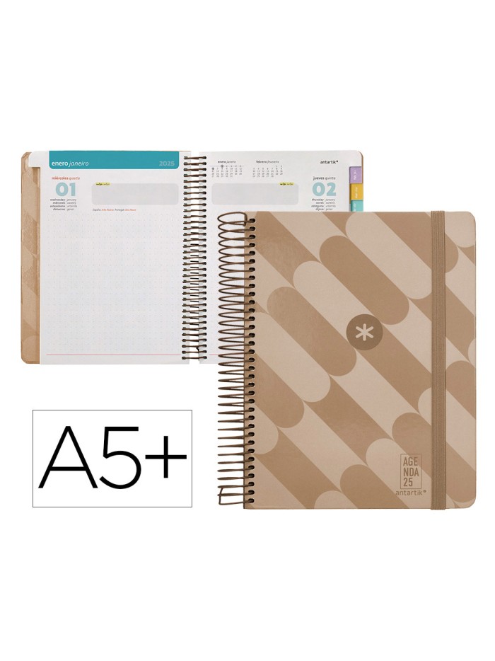 Agenda espiral antartik pattern a5+ 2025 dia pagina color rosa nude papel 80 gr Agenda espiral antartik pattern a5+ 2025 dia pagina color rosa nude papel 80 gr