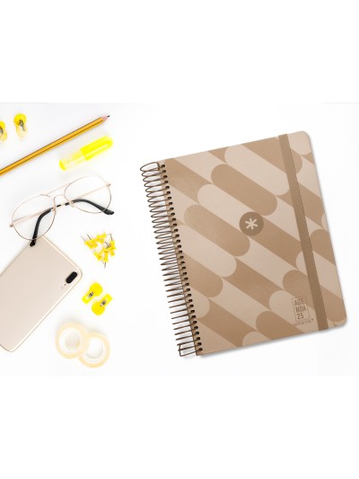 Agenda espiral antartik pattern a5+ 2025 dia pagina color rosa nude papel 80 gr
