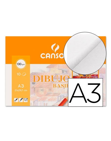 Papel dibujo basik 130 gr din a3 29,7x42 cm minipack de 10 hojas