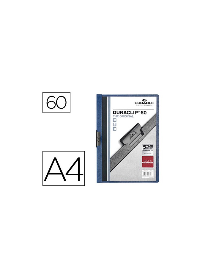 Carpeta duraclip dossier pinza lateral azul oscuro capacidad 60 hojas Carpeta duraclip dossier pinza lateral azul oscuro capacidad 60 hojas