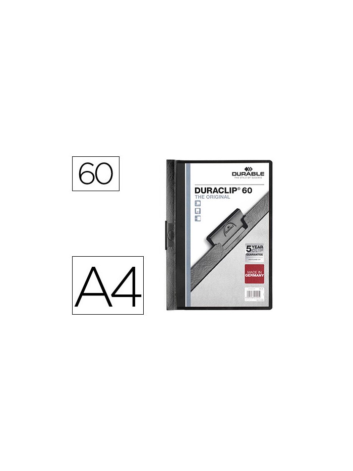 Carpeta duraclip dossier pinza lateral negro capacidad 60 hojas Carpeta duraclip dossier pinza lateral negro capacidad 60 hojas