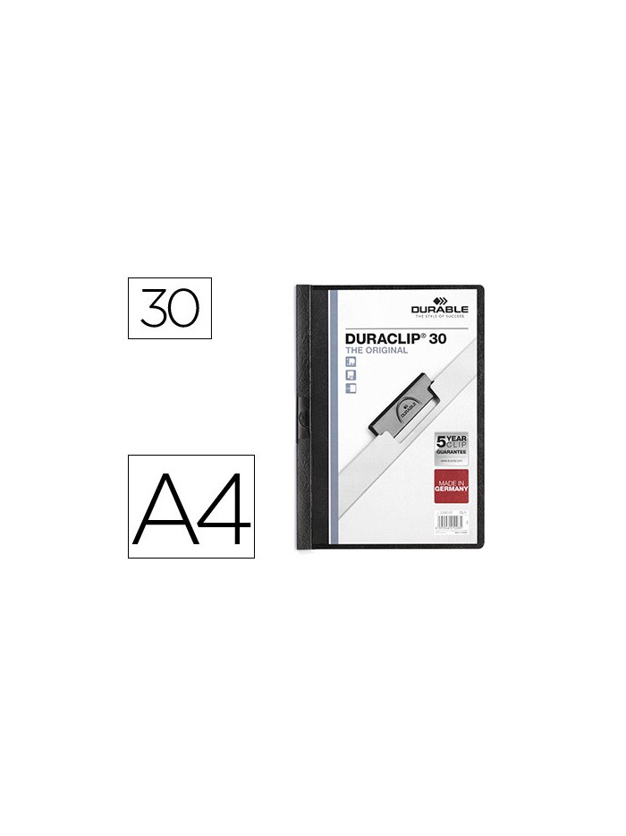 Carpeta duraclip dossier pinza lateral negro capacidad 30 hojas Carpeta duraclip dossier pinza lateral negro capacidad 30 hojas