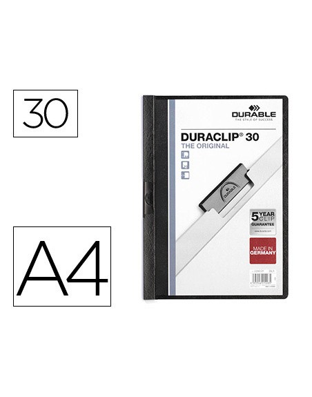 Carpeta duraclip dossier pinza lateral negro capacidad 30 hojas