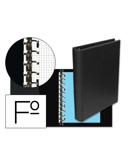 Carpeta multifin alfa 3005-g 16 anillas 40 mm plastico folio negro