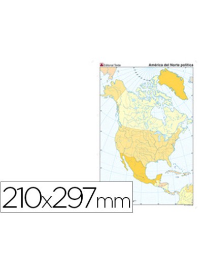 Mapa mudo color din a4 america del norte politico