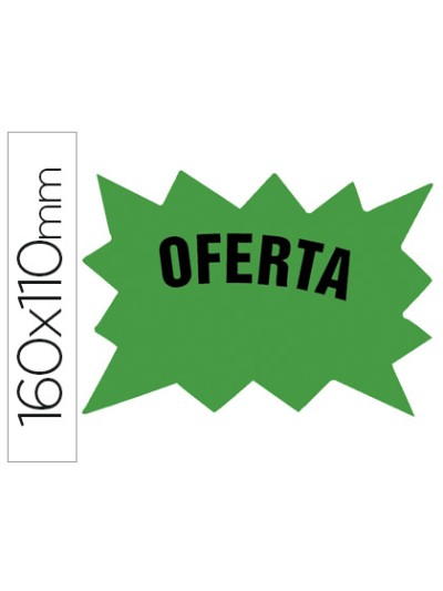 Cartel cartulina etiquetas marcaprecios verde fluorescente 160x110 mm bolsa de 50 etiquetas