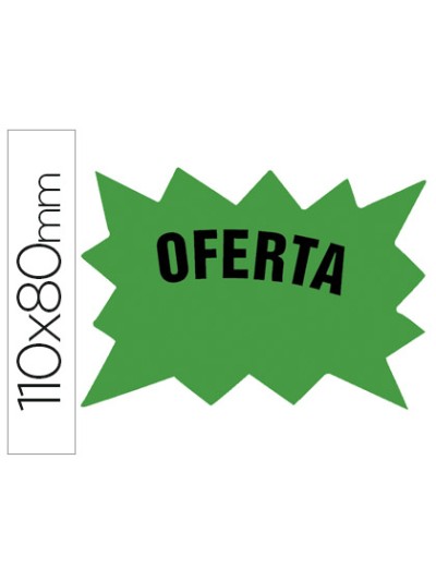 Cartel cartulina etiquetas marcaprecios verde fluorescente 110x80 mm bolsa de 50 etiquetas