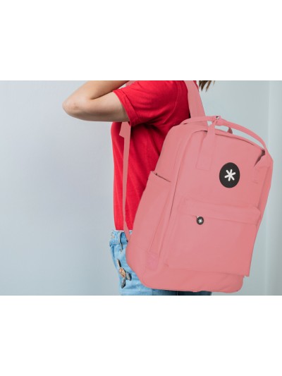 Cartera antartik mochila 2 asas y bolsillos exteriores coral 300x115x390 mm