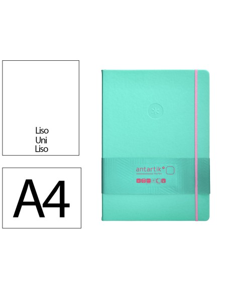 Cuaderno con gomilla antartik notes tapa dura a4 hojas lisas rosa y turquesa 100 hojas 80 gr fsc