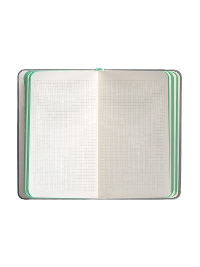 Cuaderno con gomilla antartik notes tapa dura a6 hojas cuadricula gris y turquesa 100 hojas 80 gr fsc
