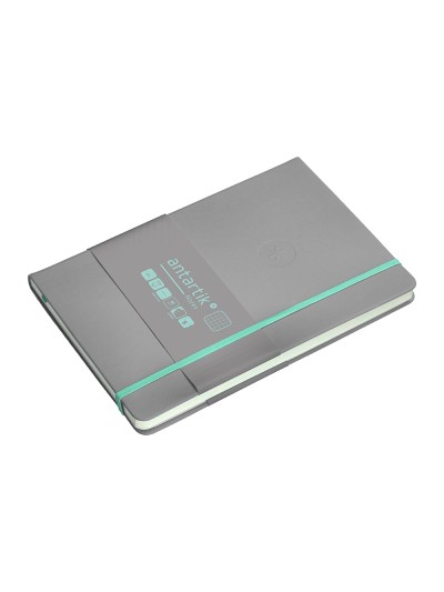 Cuaderno con gomilla antartik notes tapa dura a5 hojas cuadricula gris y turquesa 100 hojas 80 gr fsc