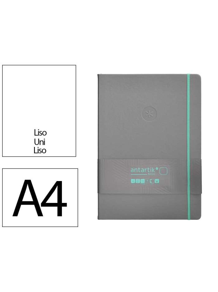 Cuaderno con gomilla antartik notes tapa dura a4 hojas lisas gris y turquesa 100 hojas 80 gr fsc Cuaderno con gomilla antartik notes tapa dura a4 hojas lisas gris y turquesa 100 hojas 80 gr fsc