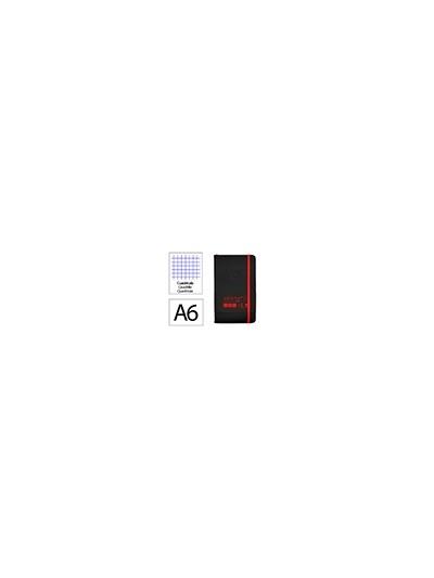 Cuaderno con gomilla antartik notes tapa dura a6 hojas cuadricula negro y rojo 100 hojas 80 gr fsc