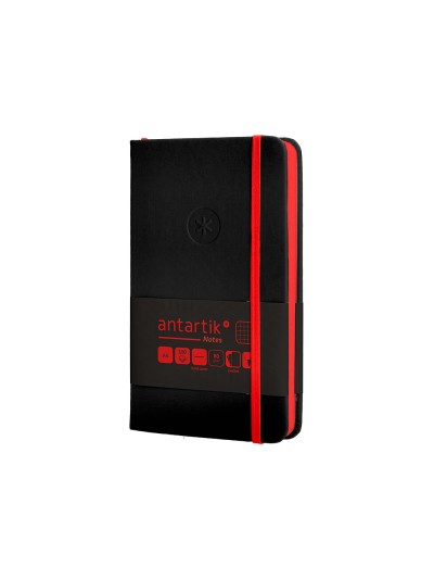 Cuaderno con gomilla antartik notes tapa dura a6 hojas cuadricula negro y rojo 100 hojas 80 gr fsc