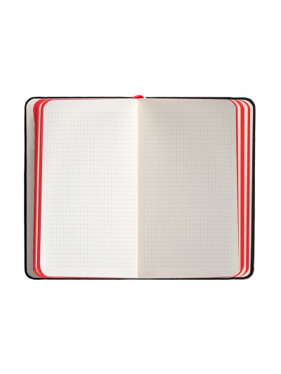 Cuaderno con gomilla antartik notes tapa dura a6 hojas cuadricula negro y rojo 100 hojas 80 gr fsc