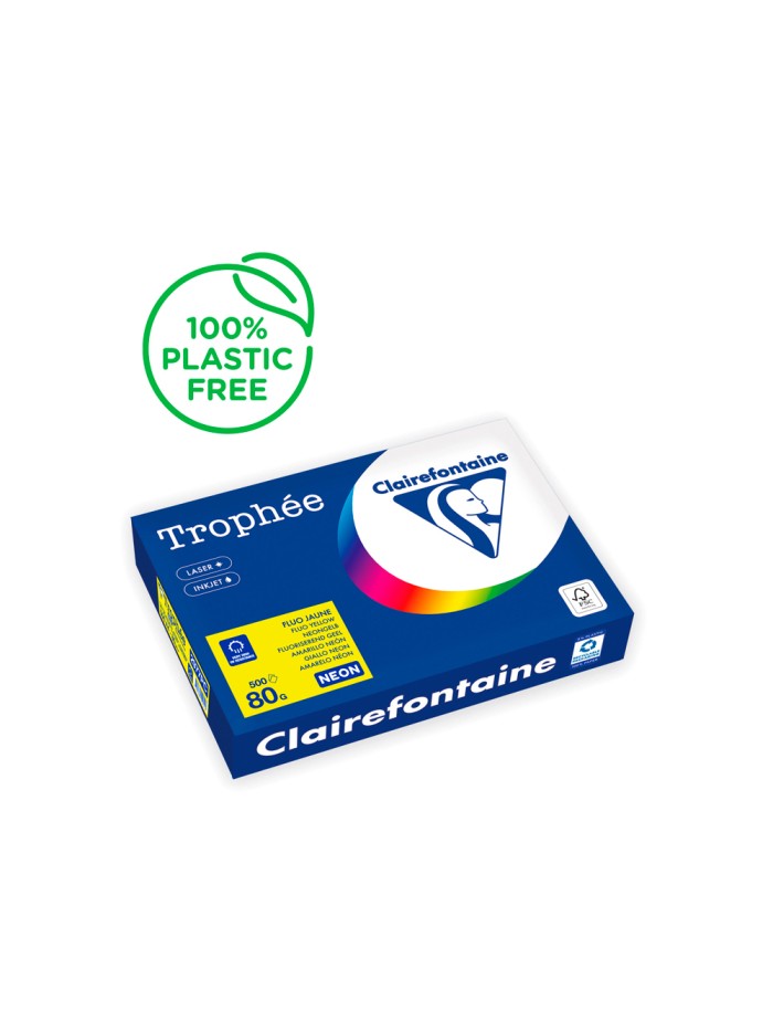 Papel color trophee a4 80gr amarillo neon paquete de 500 hojas Papel color trophee a4 80gr amarillo neon paquete de 500 hojas