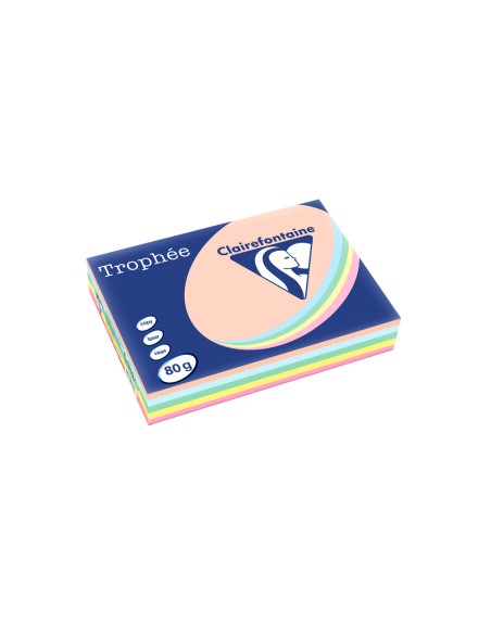 Papel color trophee a4 80gr 5 colores surtidos pastel paquete de 500 hojas (100 hojas x color)
