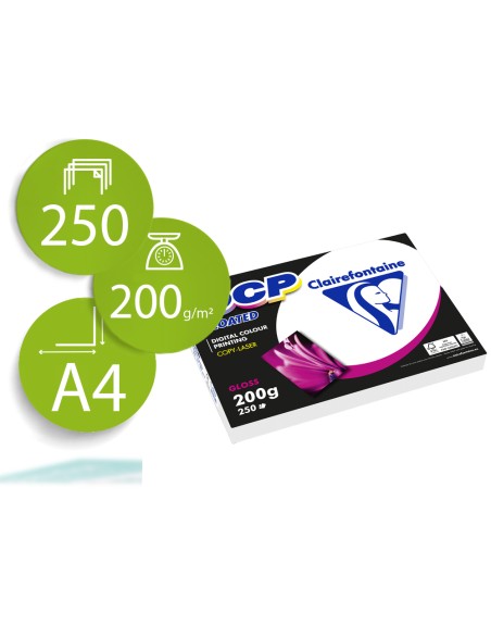 Papel fotocopiadora color dcp coated glossy din a4 200 gramos paquete 250 hojas